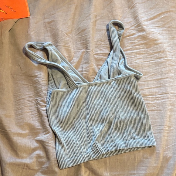 Light Gray Ribbed Knit Tank Top - Picture 4 of 4